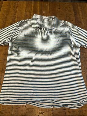 Slate & Stone Medium  White and Blue Striped Polo